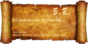 Blaskovits Rikarda névjegykártya